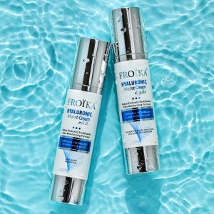 Froika Hyaluronic Moist Cream Rich & Hyaluronic Moist Cream Light in water background