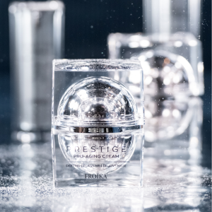 Froika Prestige Pro-aging cream in front of the rest of the products of Prestige line